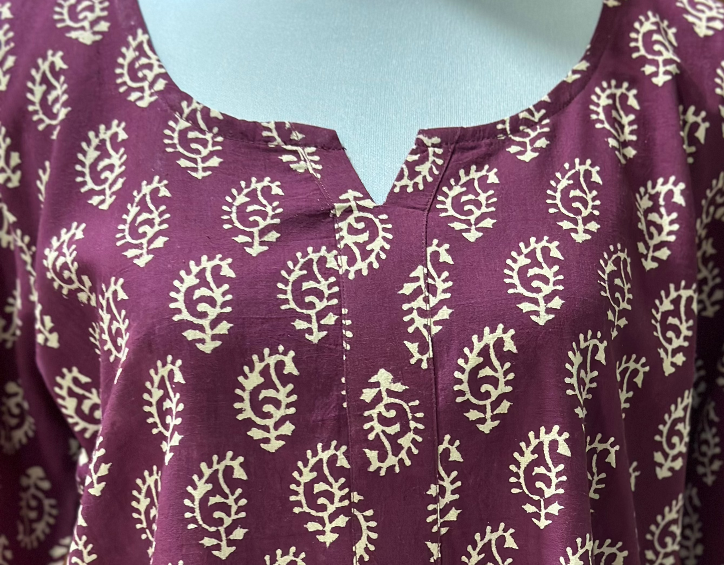 Women's Pure Cotton Knee Length Kurta (2XL) - Deep Purple Fern