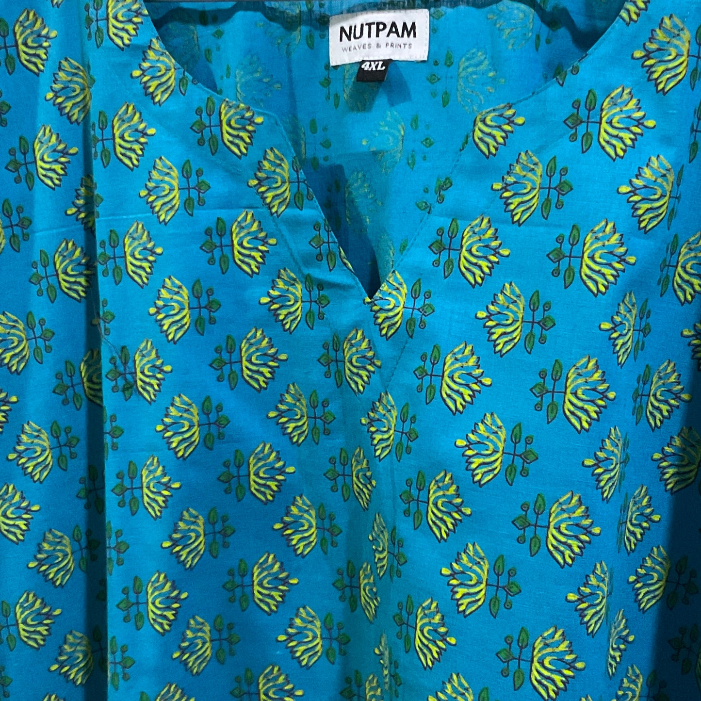 Women's Cotton Kurta (4XL) - Aqua Blue