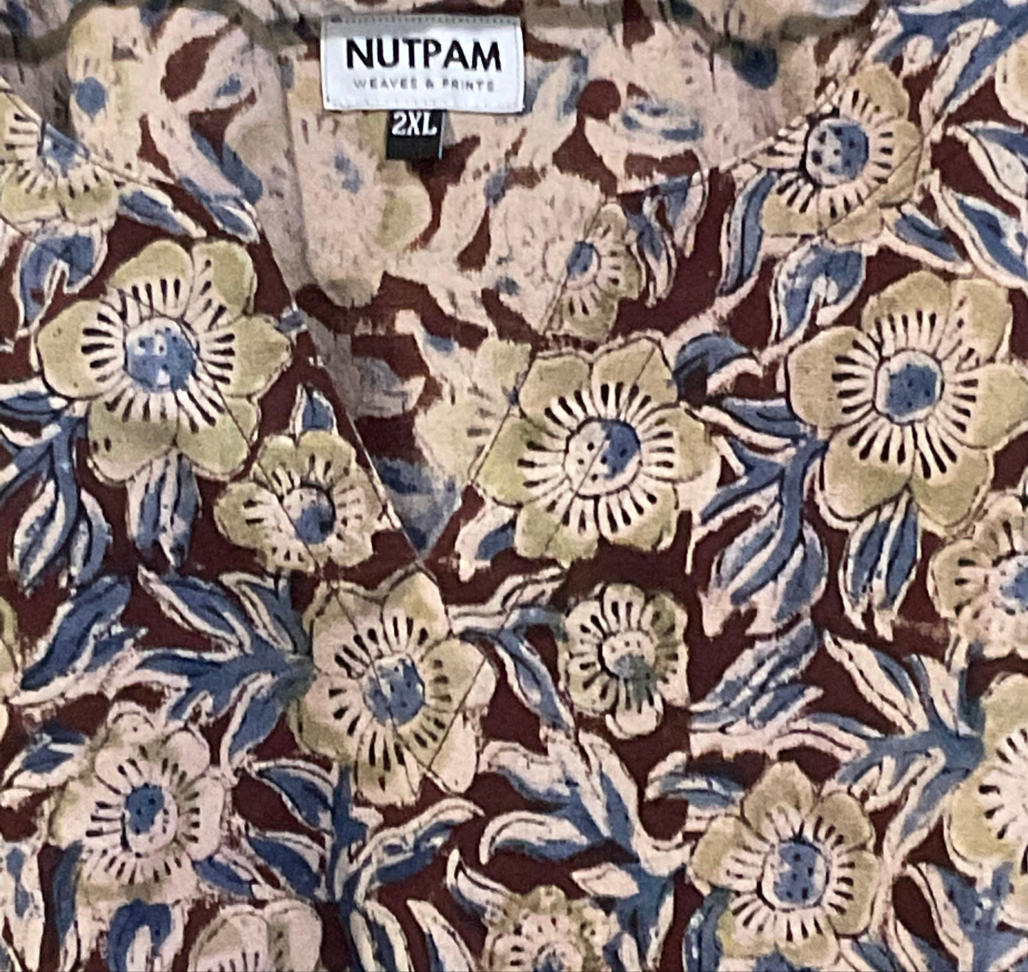 Women's Cotton Kurta (2XL) -  Green Flower Kalamkari