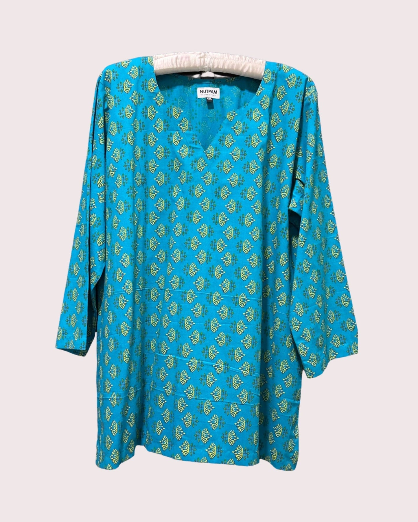 Women's Cotton Kurta (4XL) - Aqua Blue