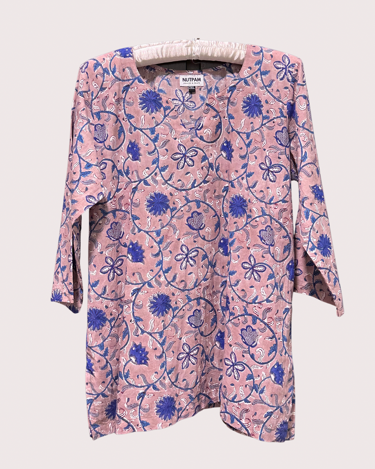 Women's Cotton Kurta (2XL) -  Lavender With Blue Flower